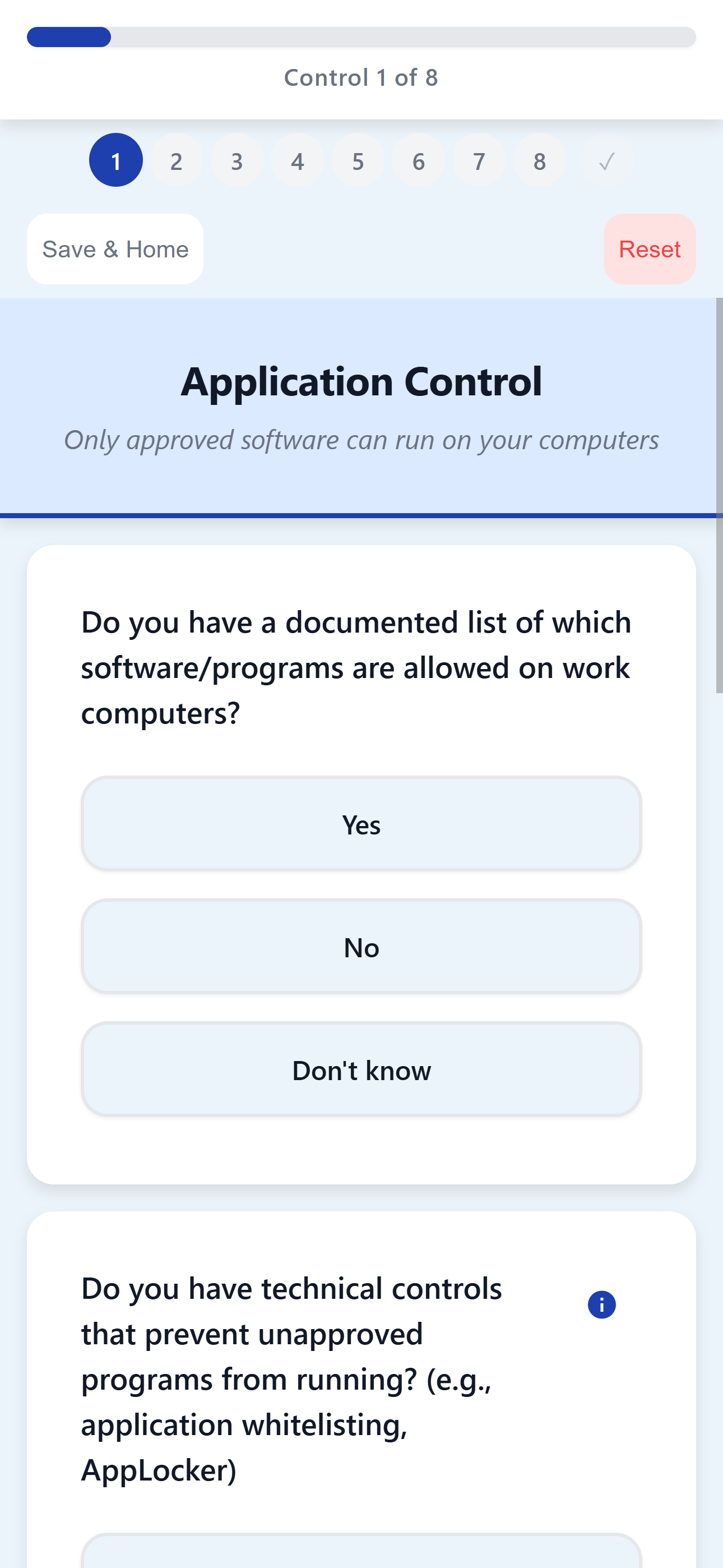 Aussie Cyber Check app interface showing security assessment